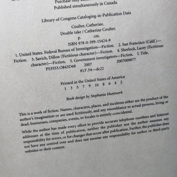 1st Print Catherine Coulter Double Take (FBI Thriller #11) 1st Ed Hardcover Book - Picture 4 of 5